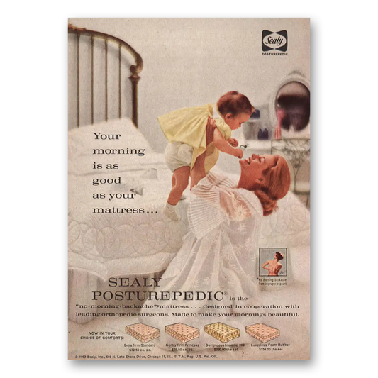 1963 Sealy Posturepedic Mattress Your Morning Vintage Magazine Print Ad