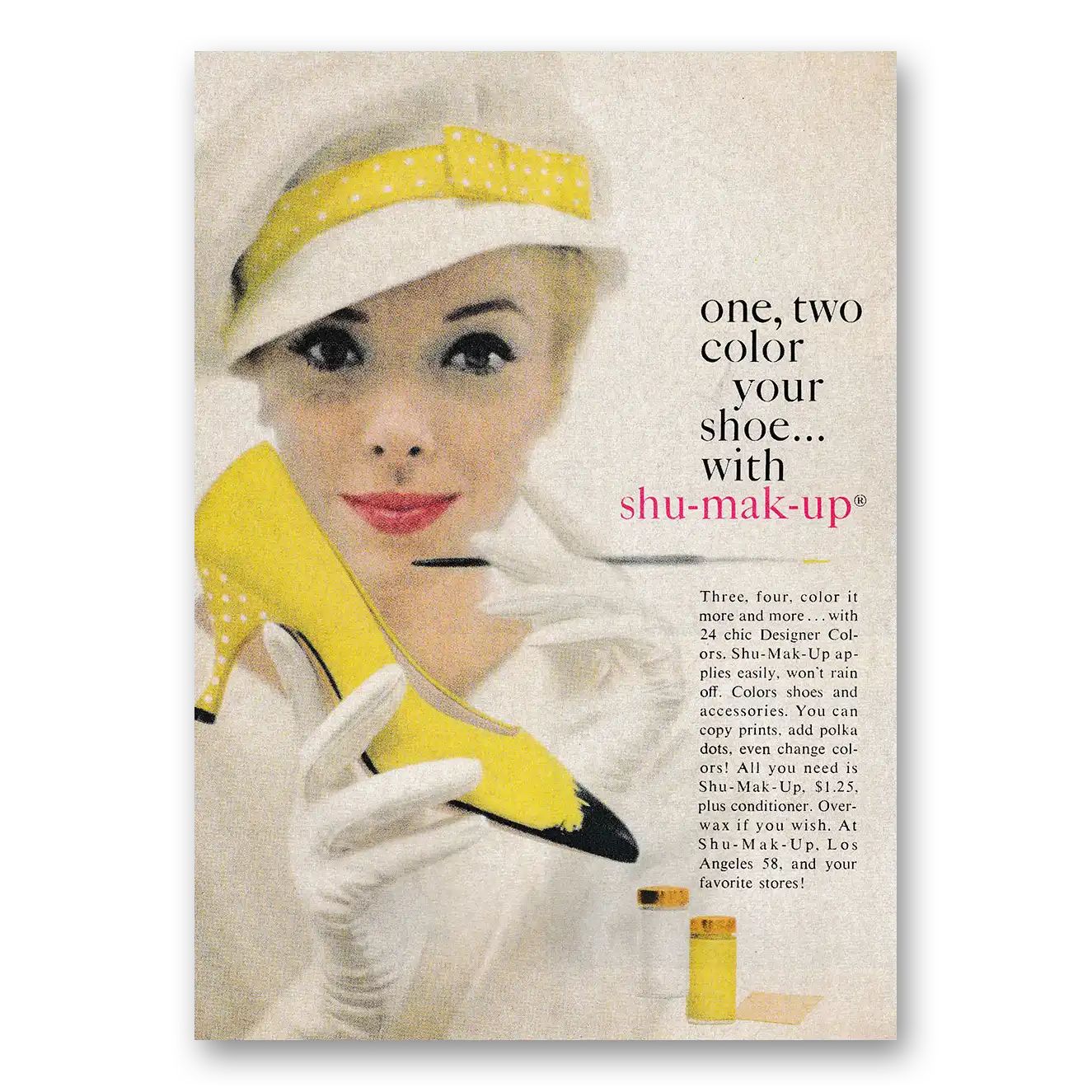 1963 Shu Mak Up One Two Color Your Shoe Vintage Magazine Print Ad