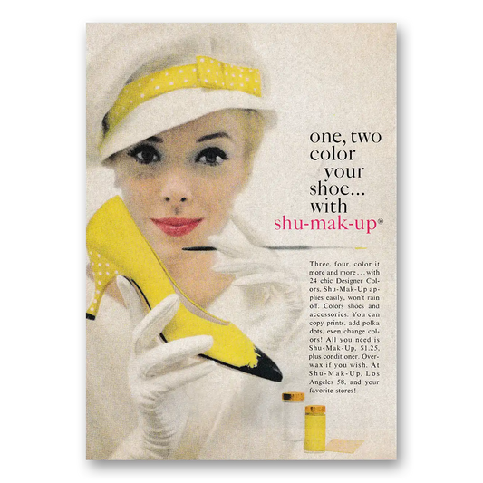 1963 Shu Mak Up One Two Color Your Shoe Vintage Magazine Print Ad