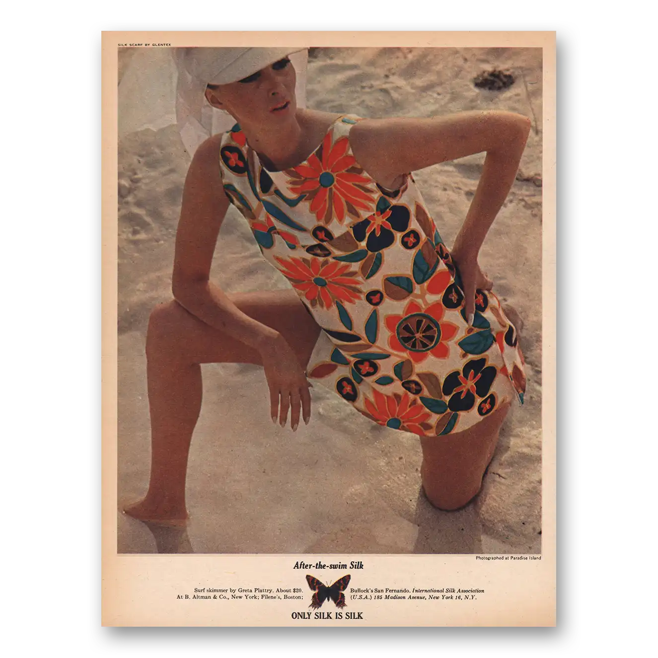 1963 International Silk After the Swim Silk Vintage Magazine Print Ad