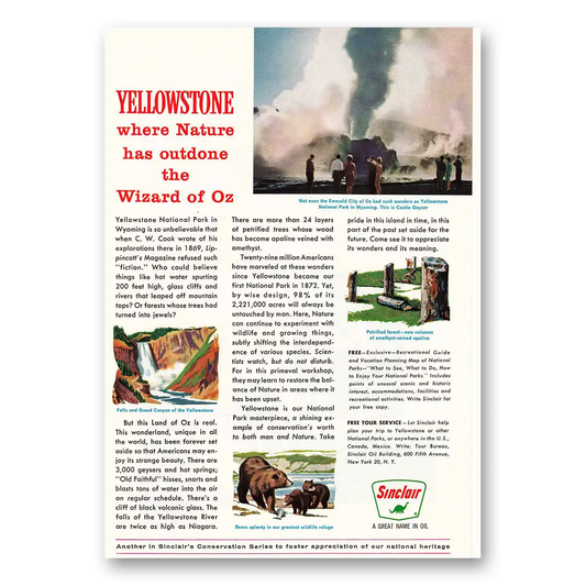 1963 Sinclair Yellowstone Castle Geyser Wizard of Oz Vintage Magazine Print Ad