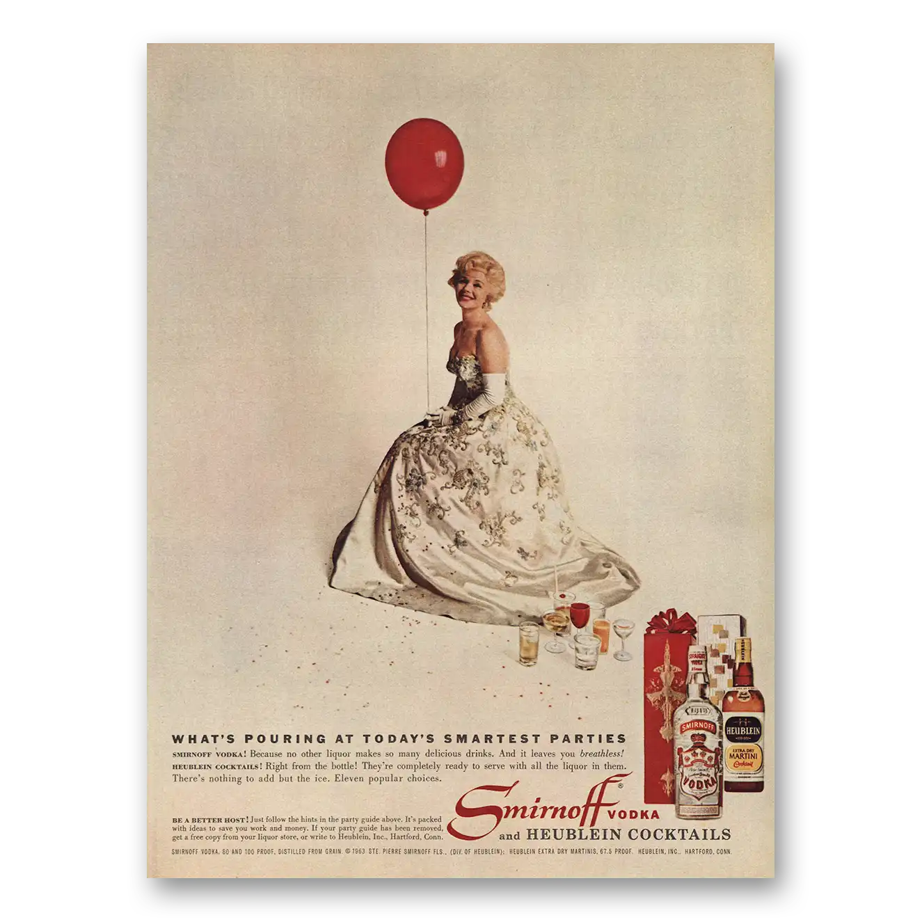 1963 Smirnoff Vodka Whats Pouring at Todays Smartest Parties Vintage Magazine Print Ad