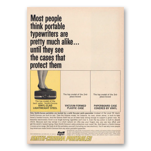 1963 Smith Corona Typewriters Portables Cases That Protect Them Vintage Magazine Print Ad