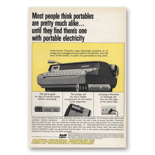 1963 Smith Corona Typewriters Portable Electricity Vintage Magazine Print Ad