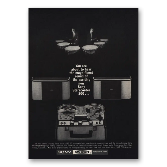 1963 Sony Sterecorder Magnificent Sound Exciting Vintage Magazine Print Ad