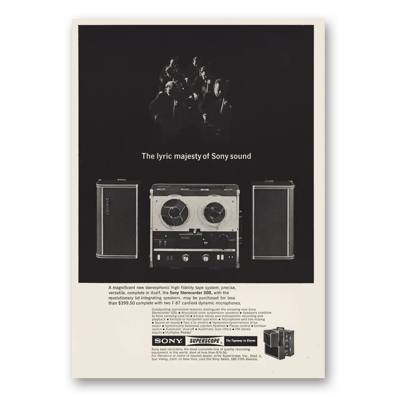 1963 Sony Superscope Lyric Majesty of Sony Sound Vintage Magazine Print Ad