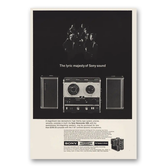 1963 Sony Superscope Lyric Majesty of Sony Sound Vintage Magazine Print Ad