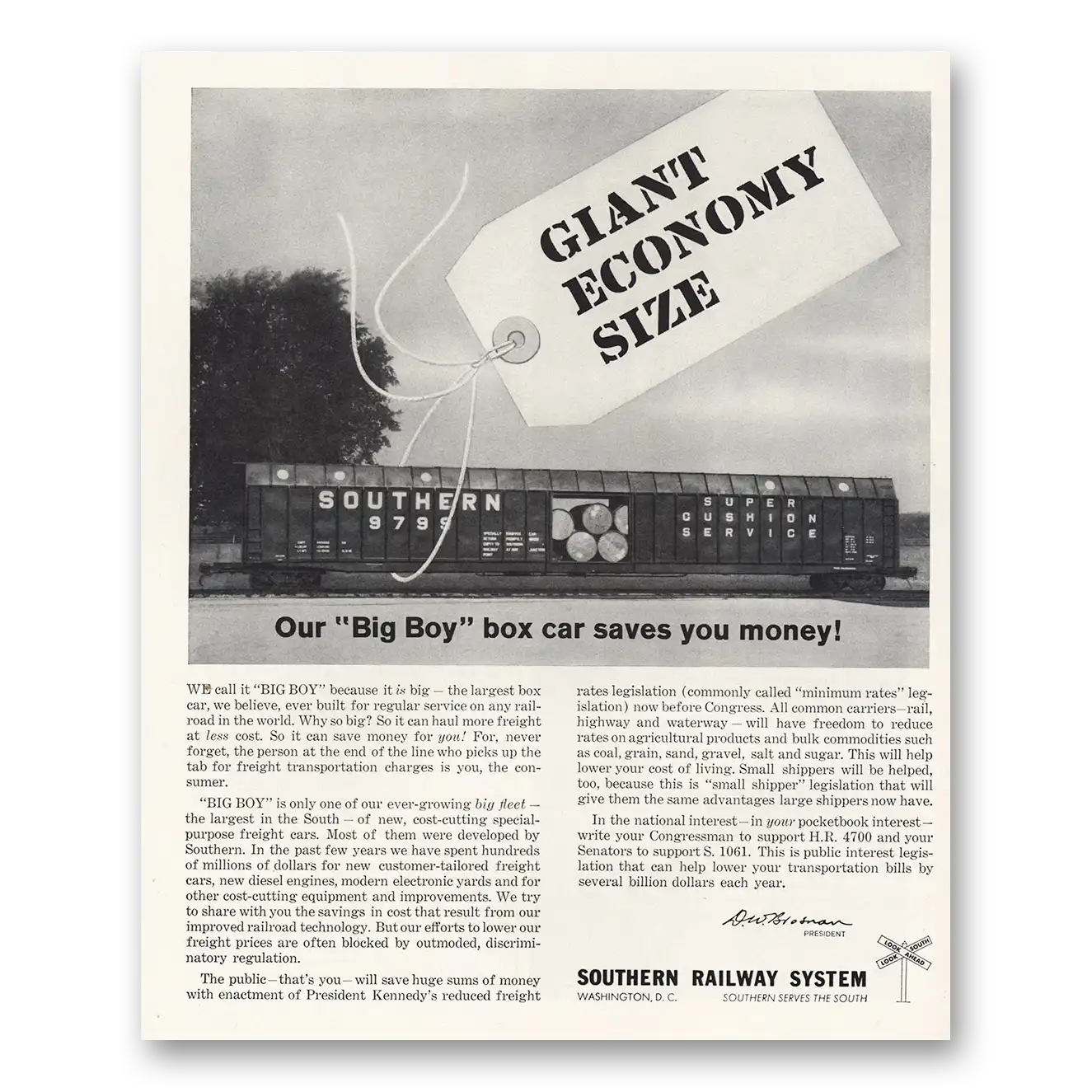 1963 Southern Railway Big Boy Box Car Vintage Magazine Print Ad