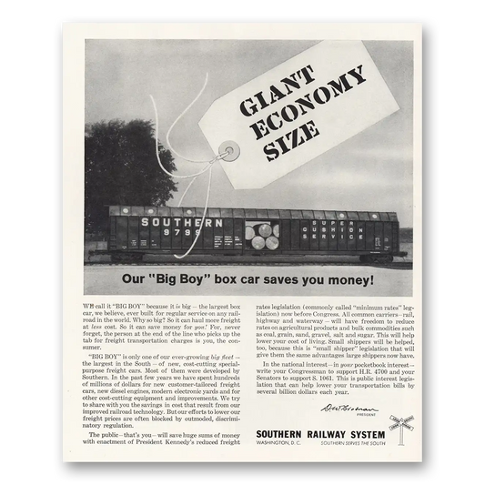 1963 Southern Railway Big Boy Box Car Vintage Magazine Print Ad