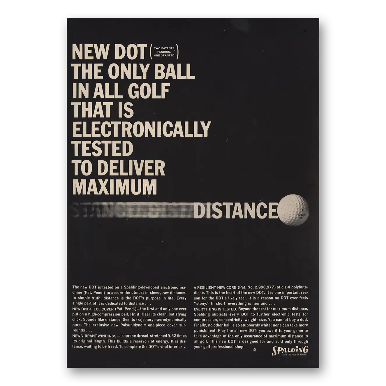 1963 Spalding Golf Balls Electronically Tested Maximum Distance Vintage Magazine Print Ad