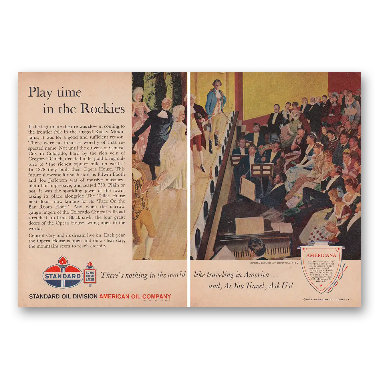 1963 Standard Oil Play Time In the Rockies Vintage Magazine Print Ad