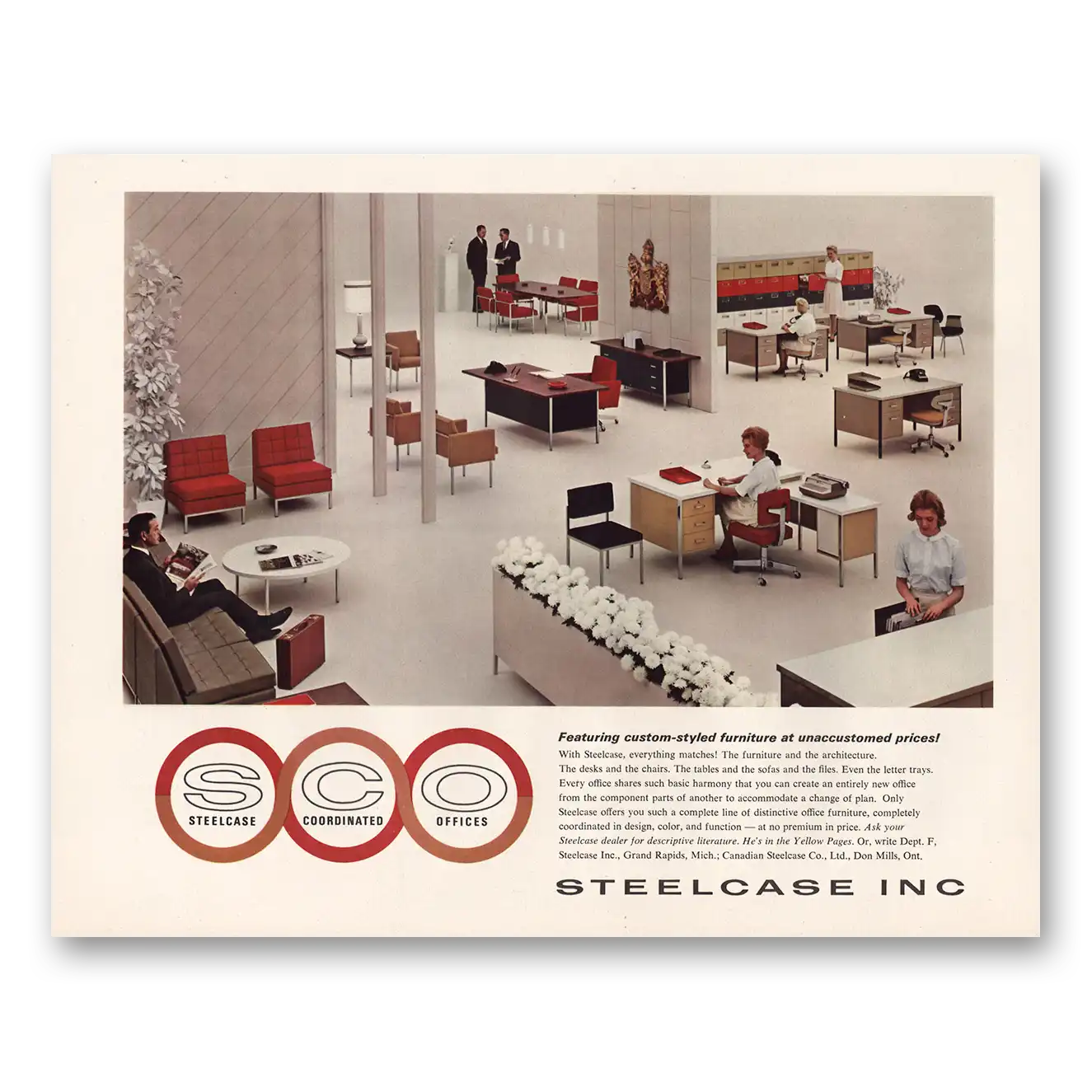 1963 Steelcase Office Furniture Custom Styled Furniture Vintage Magazine Print Ad