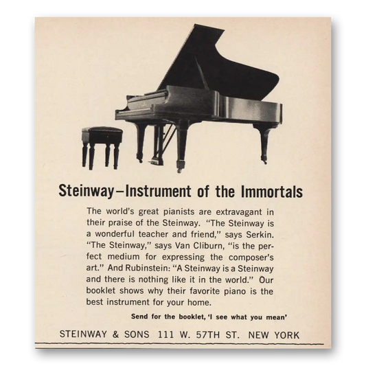 1963 Steinway Piano Instrument of Immortals Vintage Magazine Print Ad