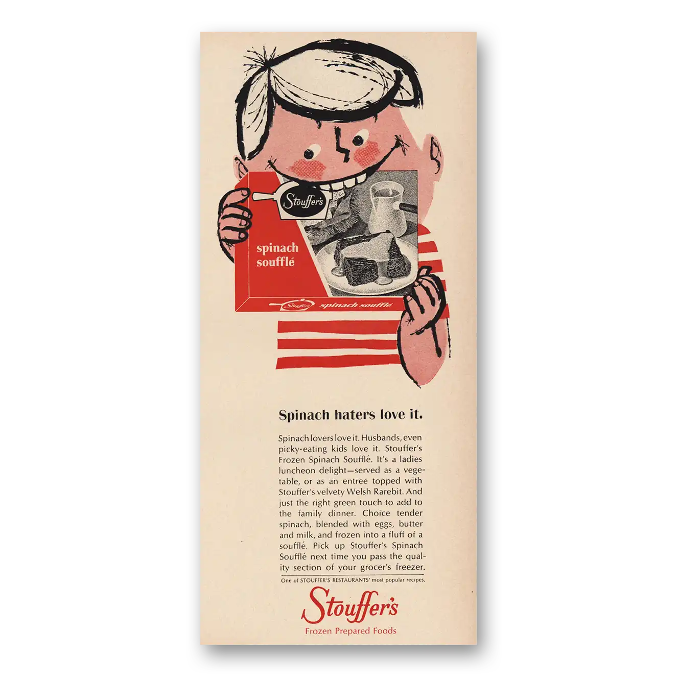 1963 Stouffers Spinach Haters Love It Vintage Magazine Print Ad