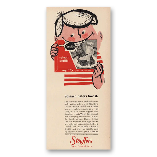 1963 Stouffers Spinach Haters Love It Vintage Magazine Print Ad