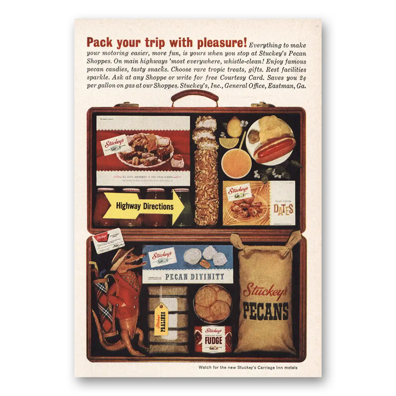 1963 Stuckeys Restaurants Pack Your Trip With Pleasure Vintage Magazine Print Ad