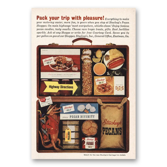 1963 Stuckeys Restaurants Pack Your Trip With Pleasure Vintage Magazine Print Ad