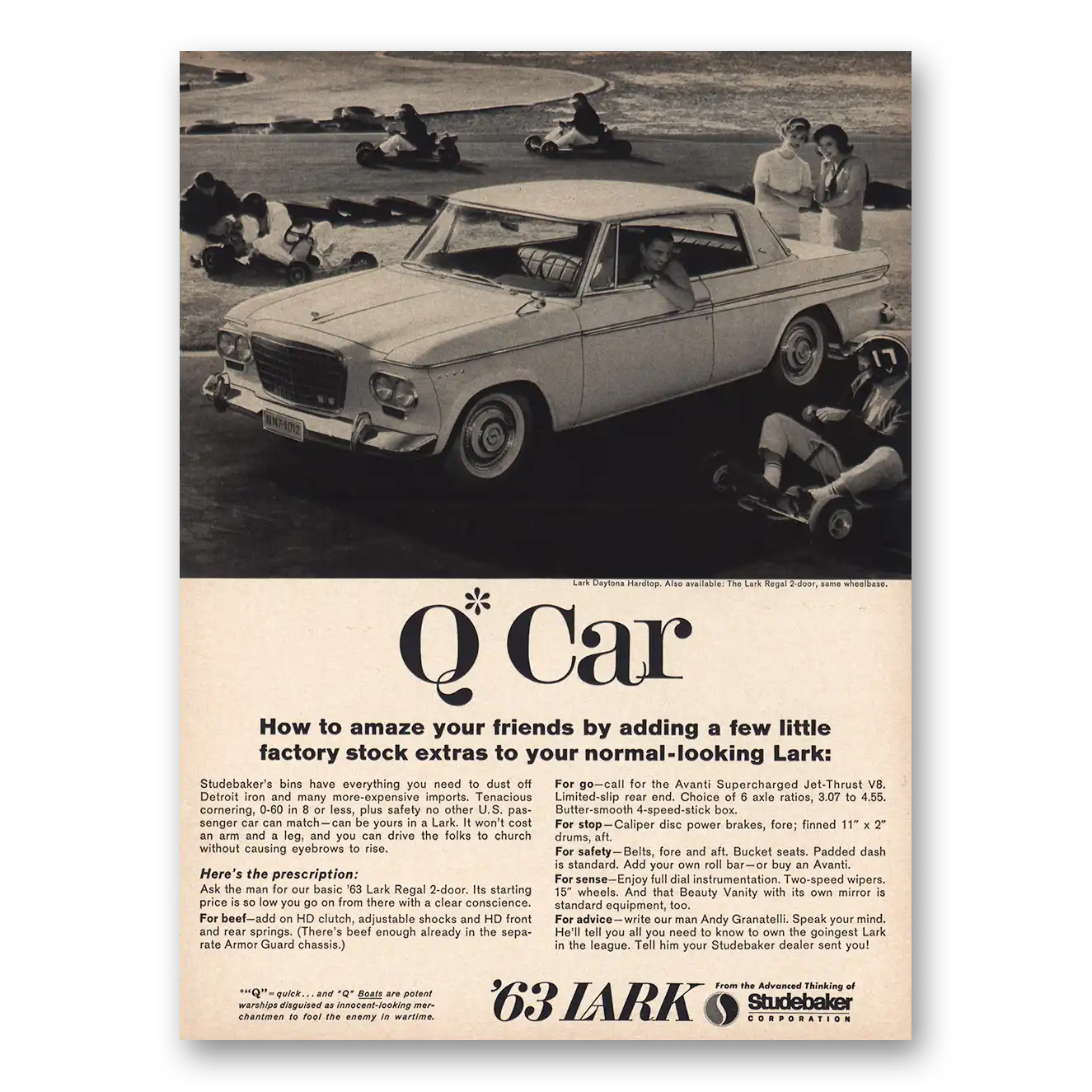 1963 Studebaker Lark Q Car Vintage Magazine Print Ad