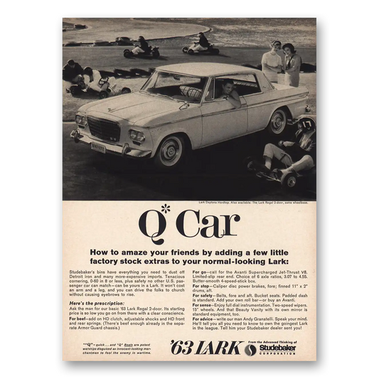 1963 Studebaker Lark Q Car Vintage Magazine Print Ad