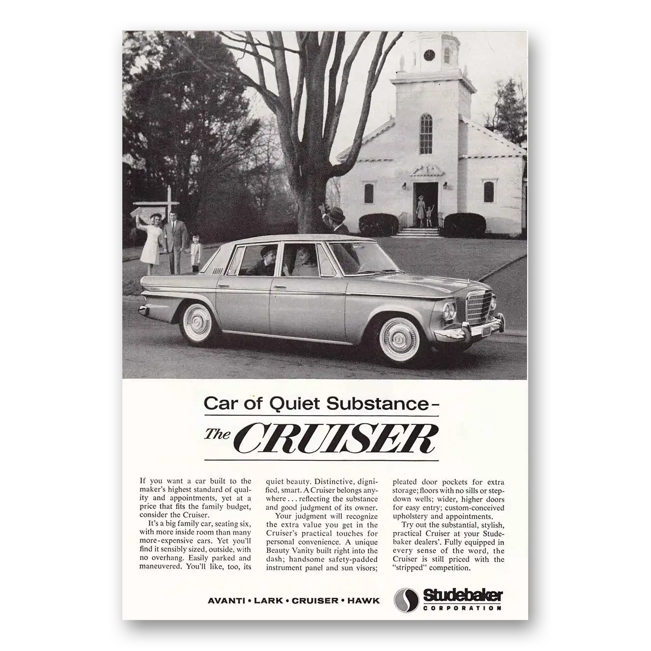 1963 Studebaker Cruiser Quiet Substance Church Vintage Magazine Print Ad