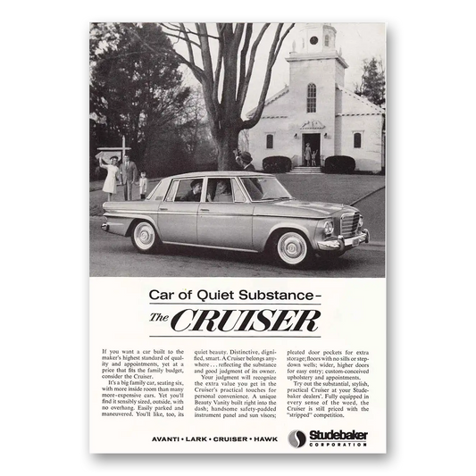 1963 Studebaker Cruiser Quiet Substance Church Vintage Magazine Print Ad