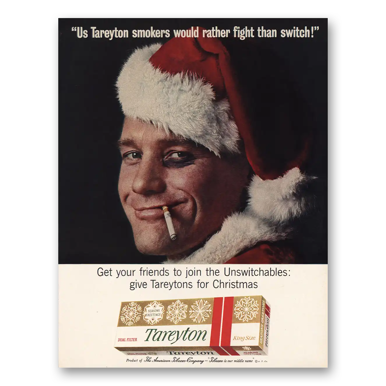 1963 Herbert Tareyton Cigarettes Smokers Would Rather Fight Than Switch Vintage Magazine Print Ad