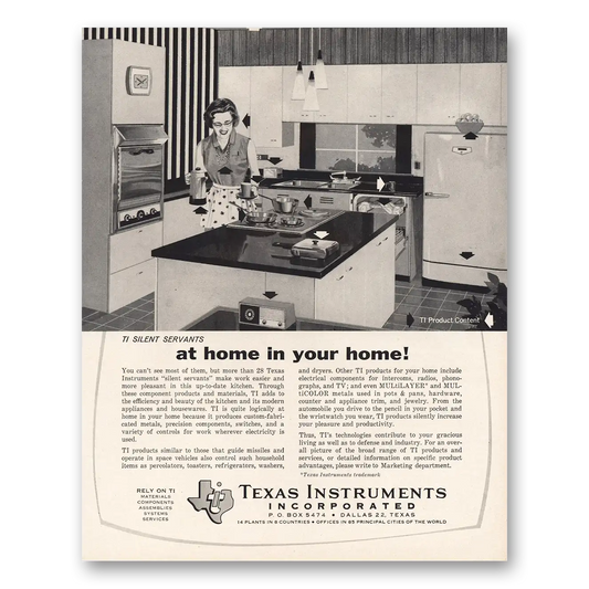 1963 Texas Instruments Silent Servants At Home In Your Home Vintage Magazine Print Ad