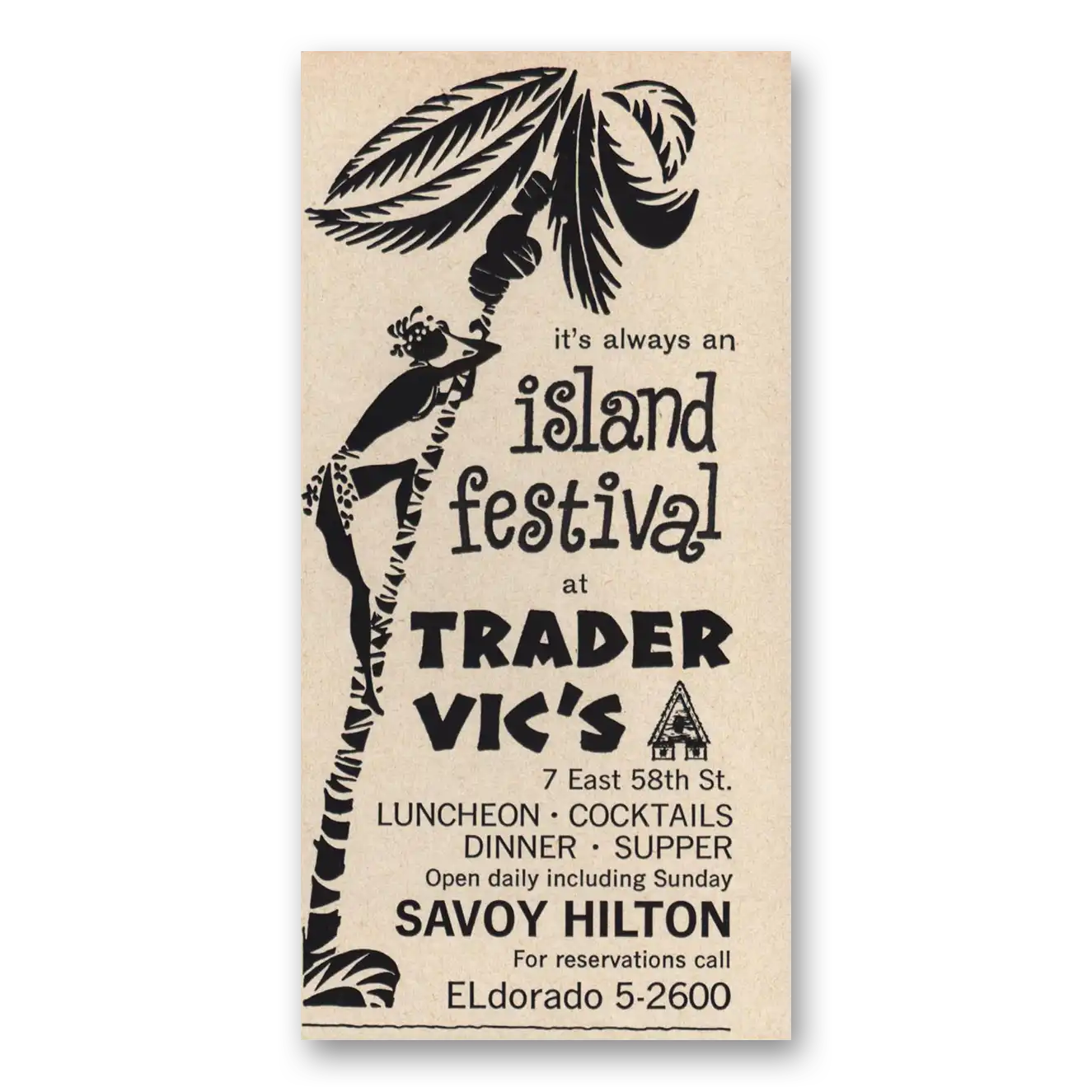 1963 Trader Vics Island Festival Vintage Magazine Print Ad