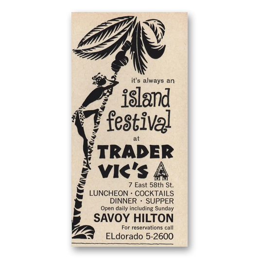 1963 Trader Vics Island Festival Vintage Magazine Print Ad