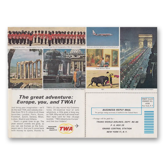 1963 TWA Airlines Great Adventure Vintage Magazine Print Ad