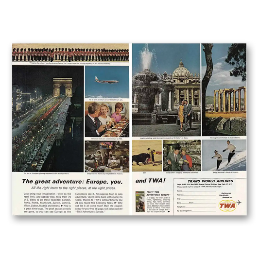 1963 TWA Airlines Arc de Triomphe Star Stream Jets Vintage Magazine Print Ad