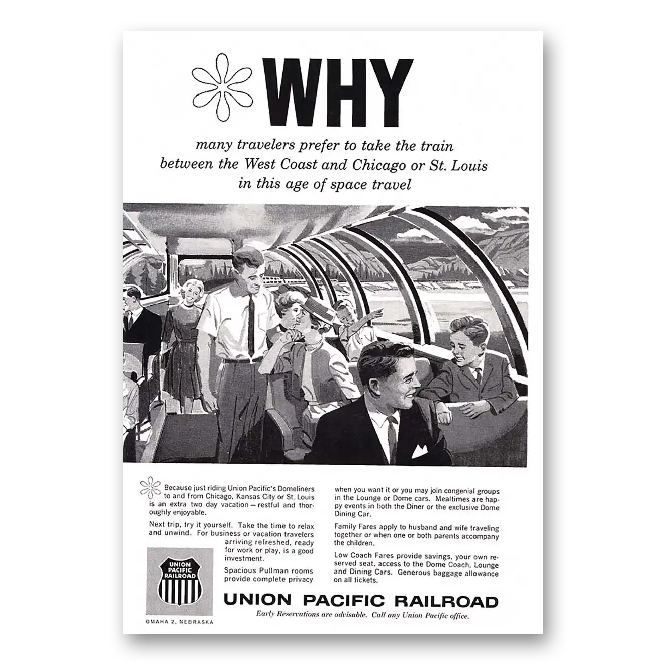 1963 Union Pacific Railroad West Coast and Chicago Vintage Magazine Print Ad