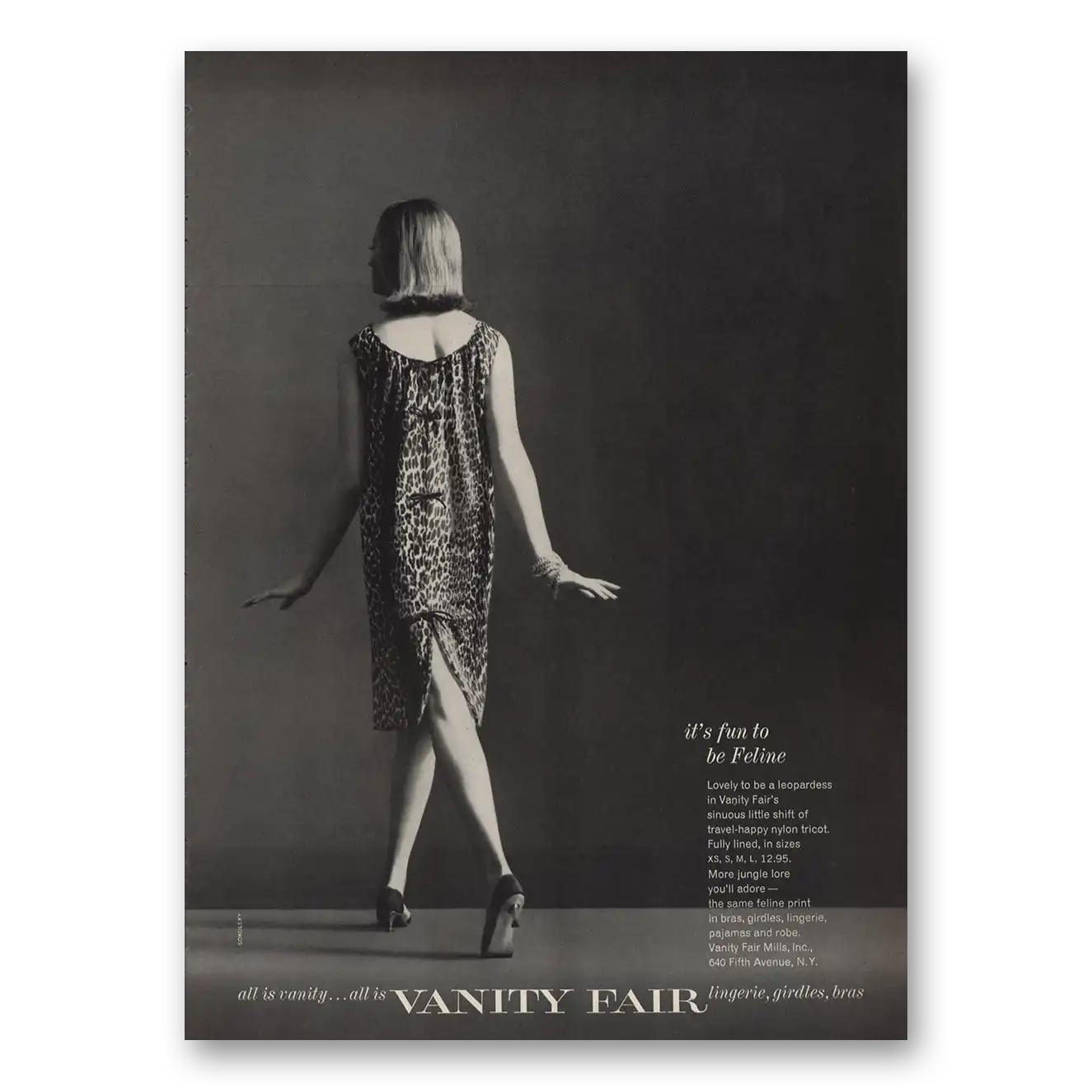 1963 Vanity Fair Undergarments Fun To Be Feline Vintage Magazine Print Ad