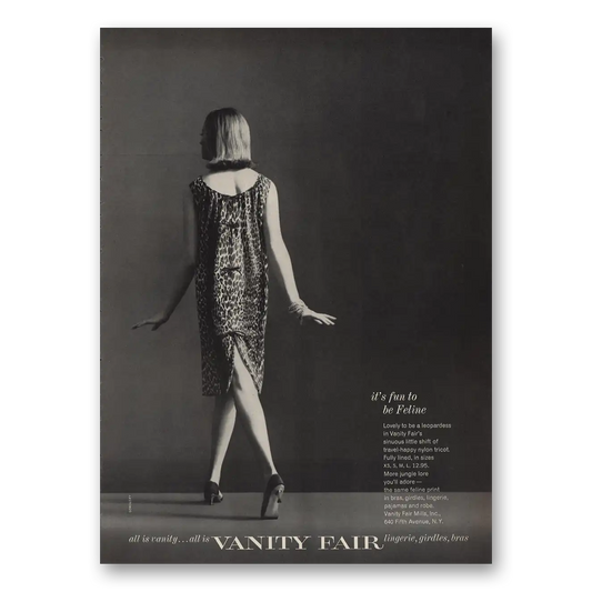 1963 Vanity Fair Undergarments Fun To Be Feline Vintage Magazine Print Ad