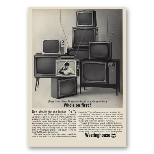 1963 Westinghouse Television Whos On First Vintage Magazine Print Ad