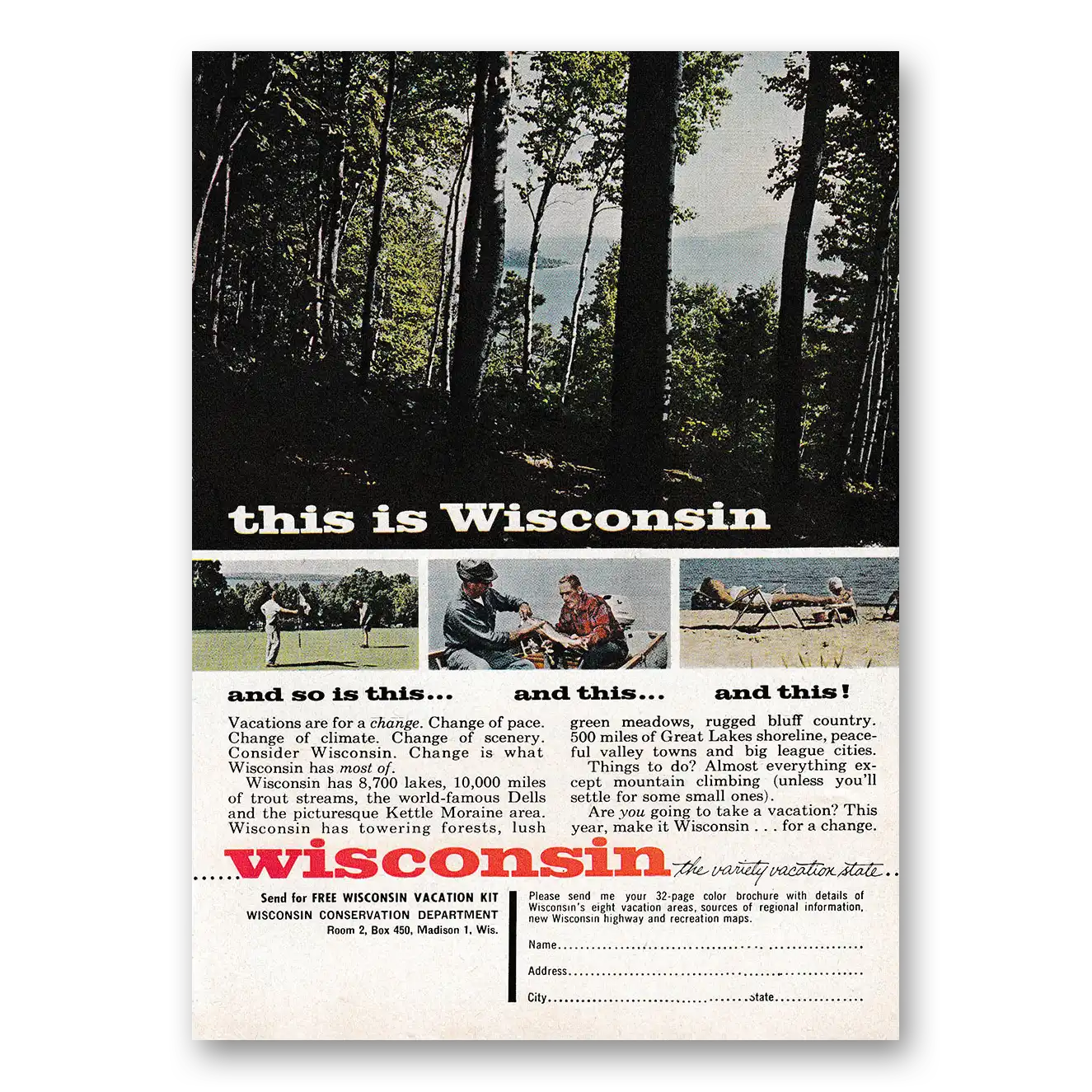 1963 Wisconsin This Is Wisconsin and So Is This Vintage Magazine Print Ad