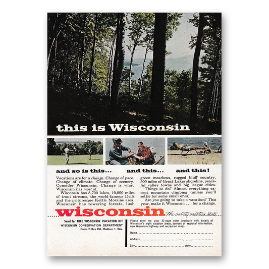 1963 Wisconsin This Is Wisconsin and So Is This Vintage Magazine Print Ad