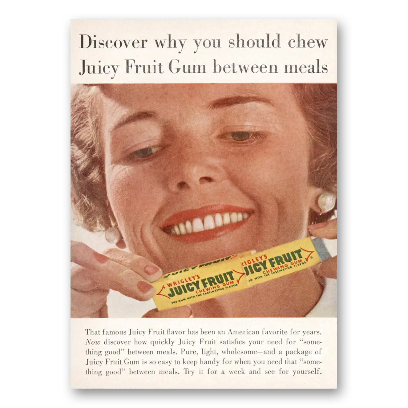 1963 Wrigleys Gum Discover Why You Should Chew Vintage Magazine Print Ad