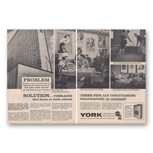 1963 York Air Conditioning Air Conditioner New York Hilton at Rockefeller Center Vintage Magazine Print Ad