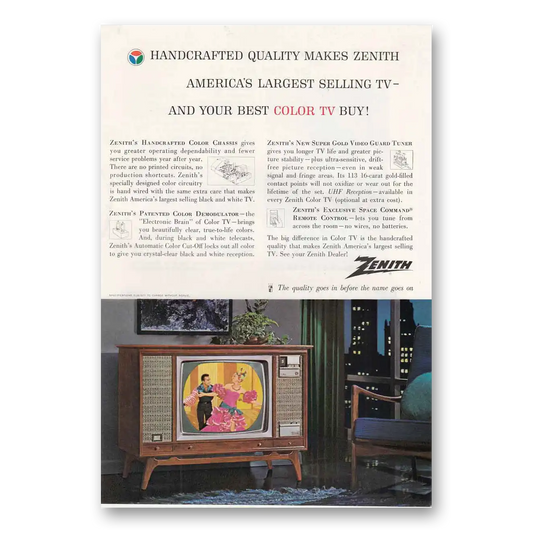 1963 Zenith Television Handcrafted Color Chassis Vintage Magazine Print Ad