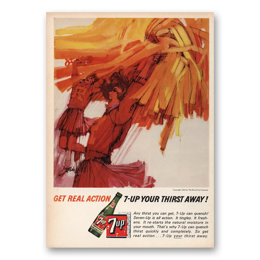 1964 7Up Get Real Action Cheerleaders Vintage Magazine Print Ad