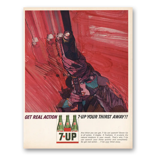 1964 7Up Get Real Action Vintage Magazine Print Ad
