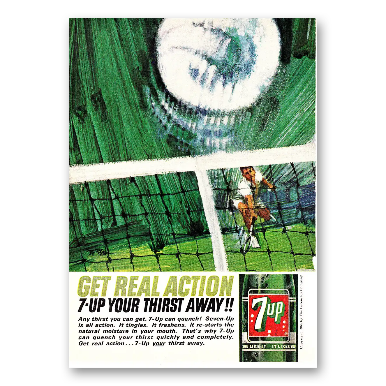 1964 7Up Get Real Action Volleyball Vintage Magazine Print Ad