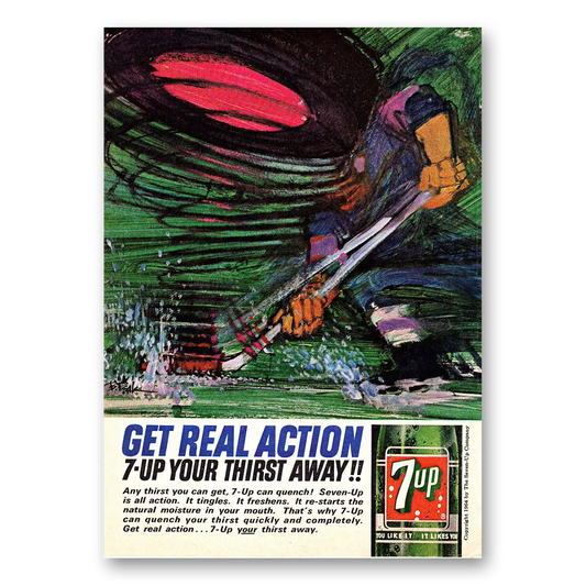 1964 7Up Get Real Action Hockey Vintage Magazine Print Ad