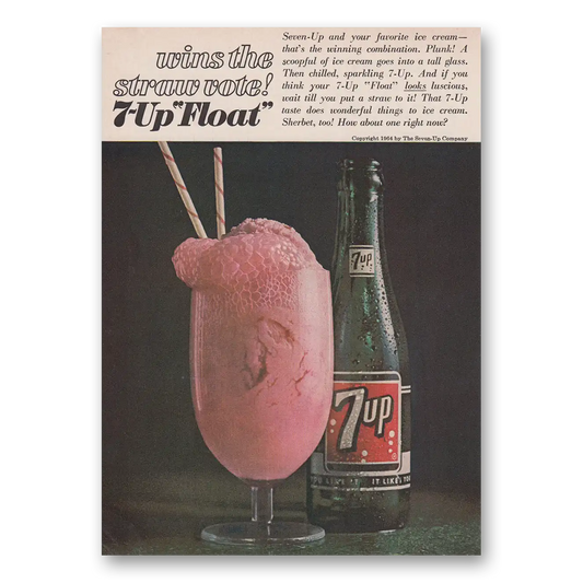 1964 7Up Float Wins the Straw Vote Vintage Magazine Print Ad