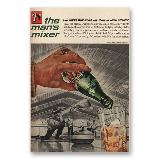 1964 7Up Mans Mixer Curling Vintage Magazine Print Ad