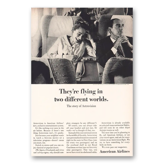 1964 American Airlines Flying In Two Different Worlds Vintage Magazine Print Ad