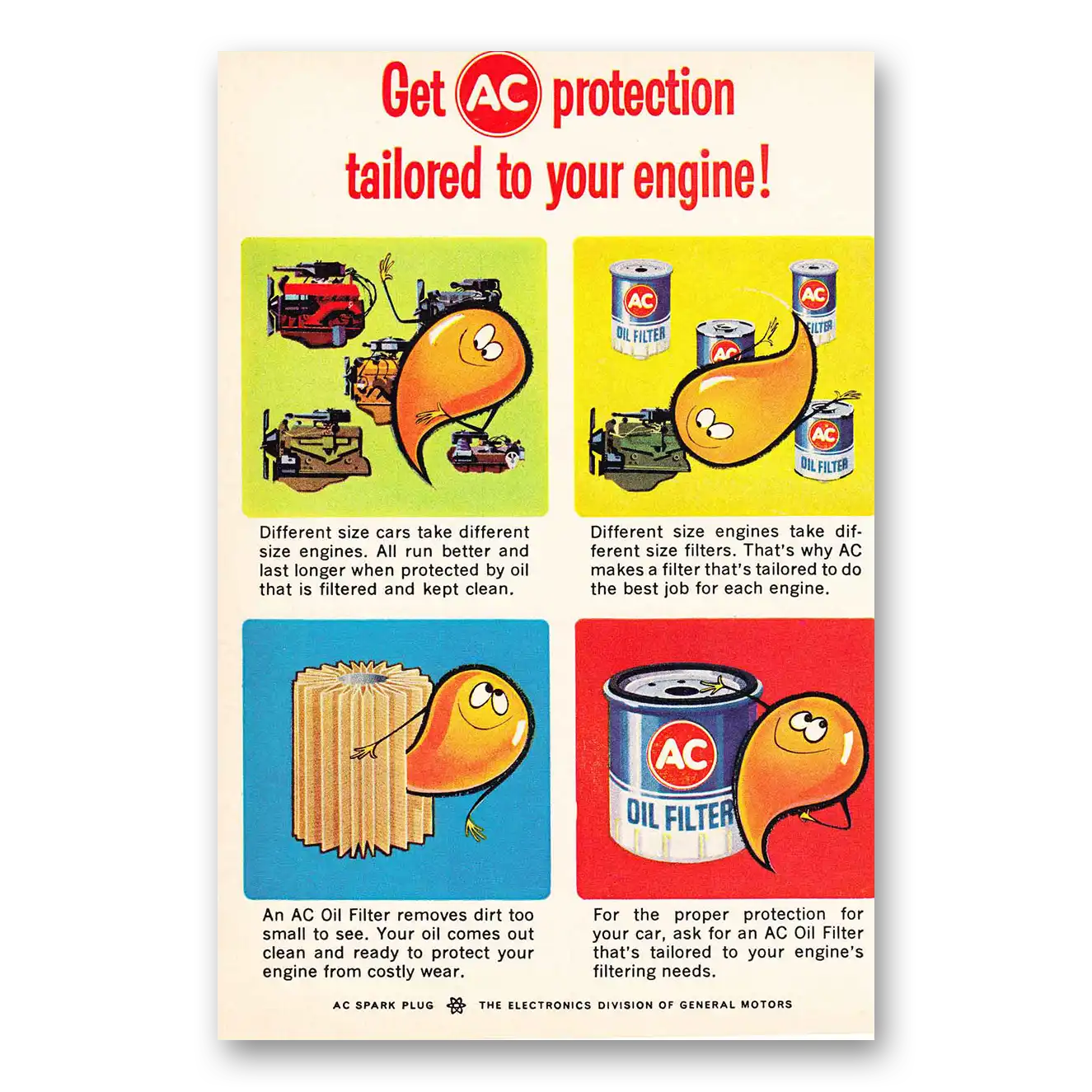 1964 AC Oil Filter Tailored To Your Engine Vintage Magazine Print Ad