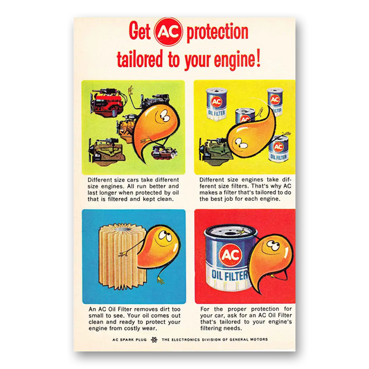 1964 AC Oil Filter Tailored To Your Engine Vintage Magazine Print Ad