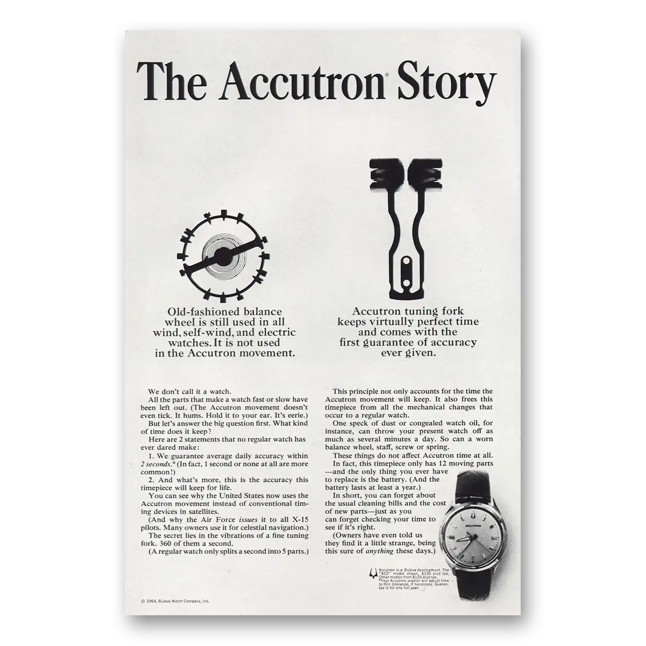 1964 Accutron Watch Accutron Story Vintage Magazine Print Ad